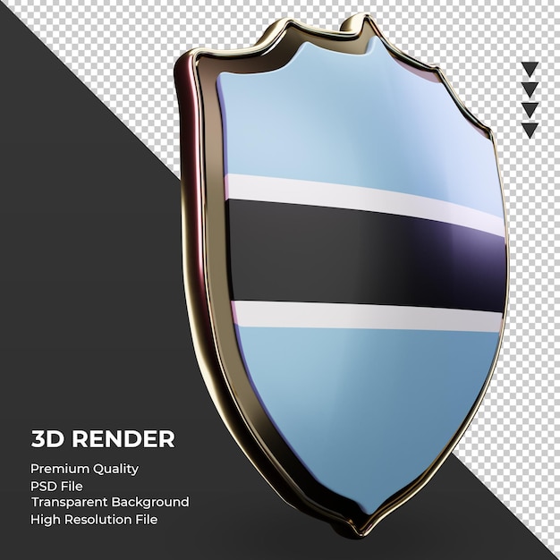 Bouclier 3D drapeau Botswana rendu vue de gauche