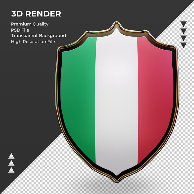 Bouclier 3d Drapeau Italie Rendu Vue De Face