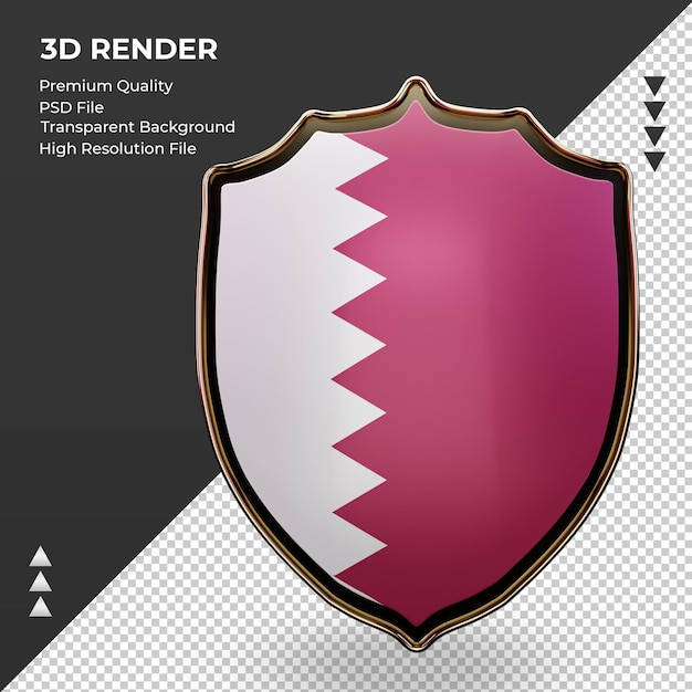 PSD bouclier 3d drapeau qatar rendu vue de face