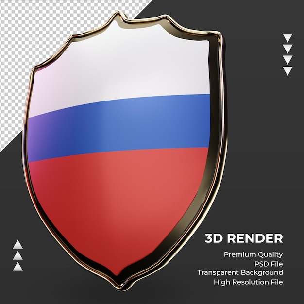 PSD bouclier 3d drapeau russe rendu vue de droite