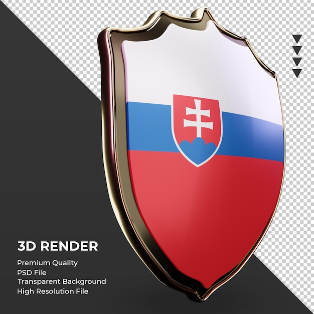 PSD bouclier 3d drapeau slovaquie rendu vue gauche