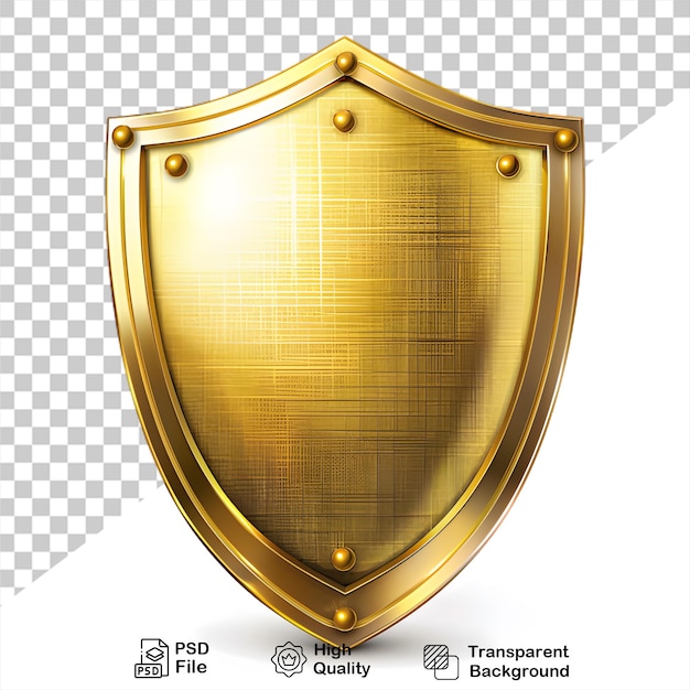 PSD un bouclier doré sur fond transparent avec un fichier png
