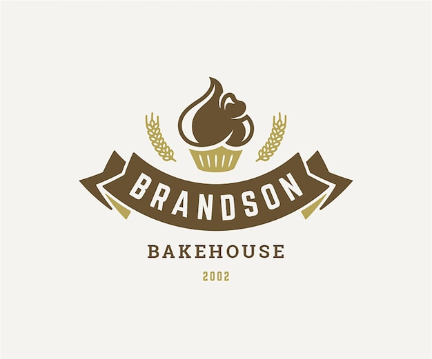 Bouclier héraldique de la maison de boulangerie modèle de logo de ruban festif illustration vectorielle de conception