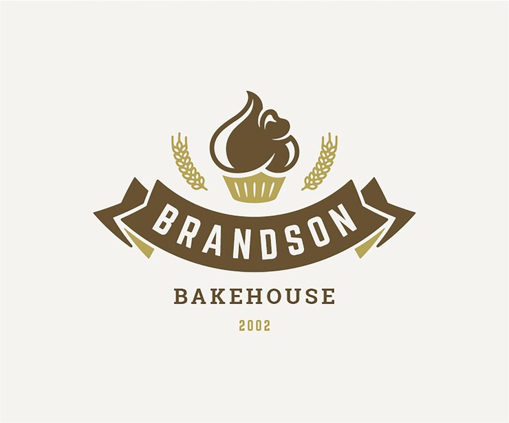 PSD bouclier héraldique de la maison de boulangerie modèle de logo de ruban festif illustration vectorielle de conception