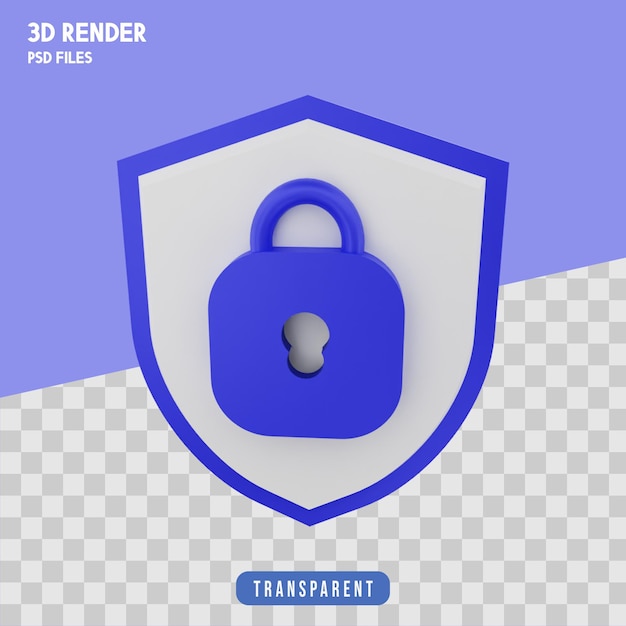 Bouclier de sécurité rendu 3d isolé Premium