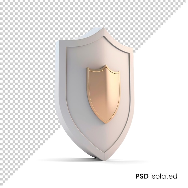 PSD bouclier de vecteur 3d isolé sur fond transparent