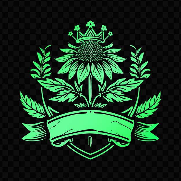 PSD bouclier vert avec une couronne et un fond vert