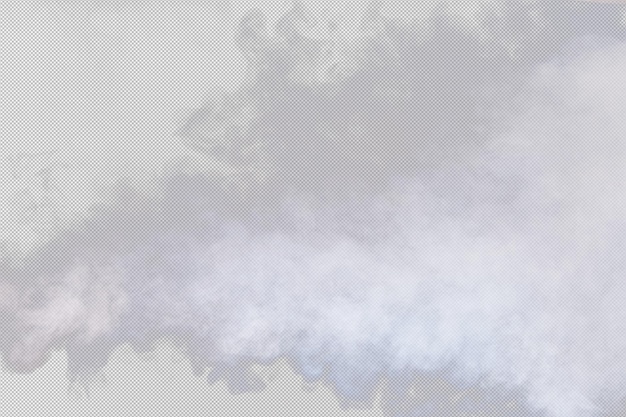 Bouffées denses et moelleuses de fumée blanche et de brouillard sur png transparent Mouvement abstrait des nuages de fumée flou flou Coups de fumée de la mouche de la glace sèche de la machine flottant dans la texture de l'effet d'air