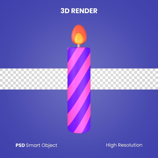 PSD bougie 3d rendu isolé