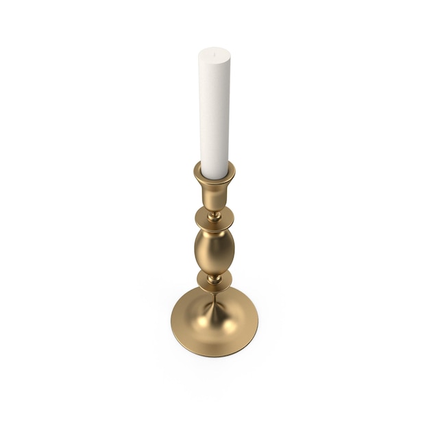 une bougie blanche éclairée d'une bougie d'or
