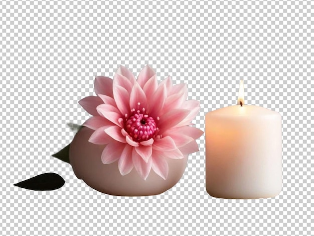 PSD bougie de décoration blanche avec une fleur