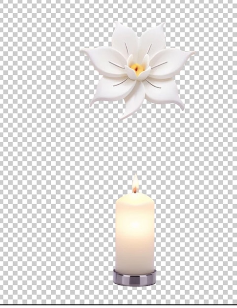 PSD bougie de décoration blanche avec une fleur