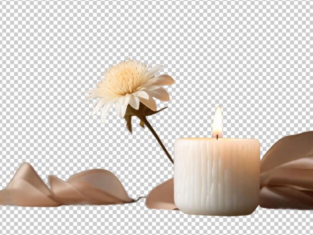 PSD bougie de décoration blanche avec une fleur