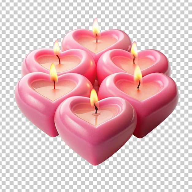 PSD bougies à cœur rose fond transparent