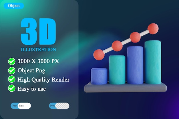 Bougies de graphique d'illustration 3D