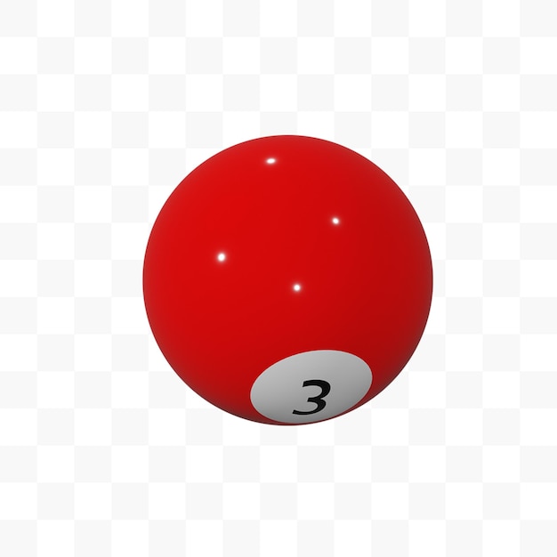 PSD boule de billard numéro 3 modèle 3d