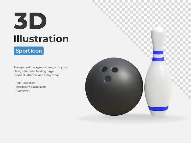 Boule De Bowling Icône Sport Rendu 3d Illustration