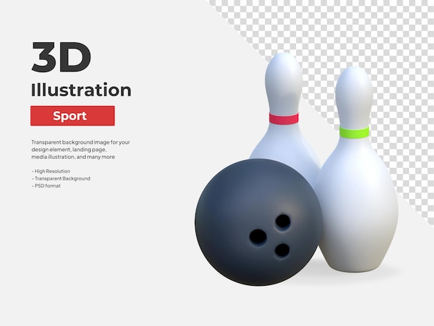 Boule De Bowling Et Quille De Bowling Icône équipement De Sport Illustration 3d