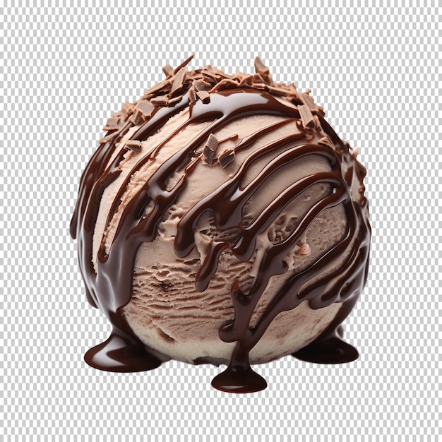PSD boule de crème glacée au chocolat isolée sur fond transparent