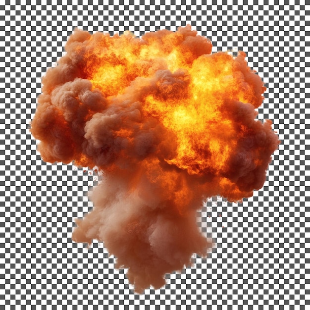 Une boule de feu d'explosion de flammes orange et rouges isolée sur un fond transparent