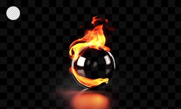 PSD boule de feu sur fond transparent