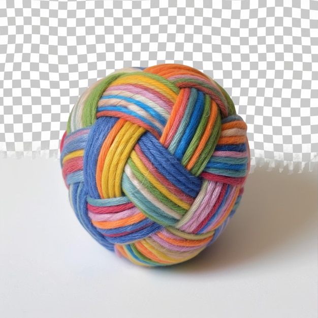 PSD une boule de fil colorée est sur une surface blanche