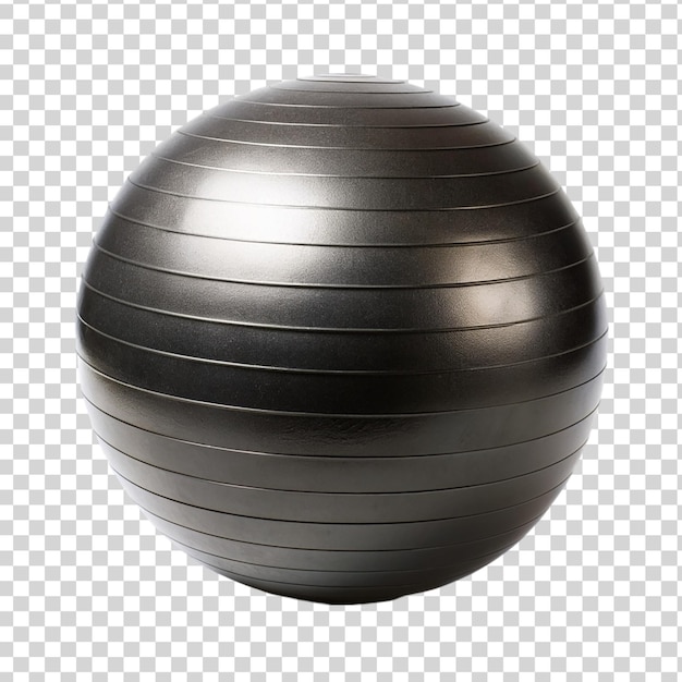 PSD boule de gymnase de yoga de stabilité noire isolée sur un fond transparent