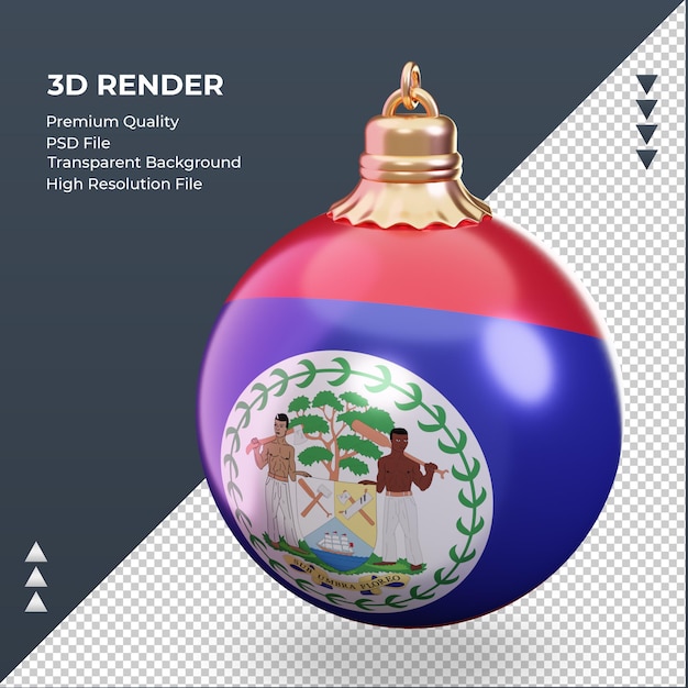 Boule De Noël 3d Drapeau Belize Rendu Vue De Droite