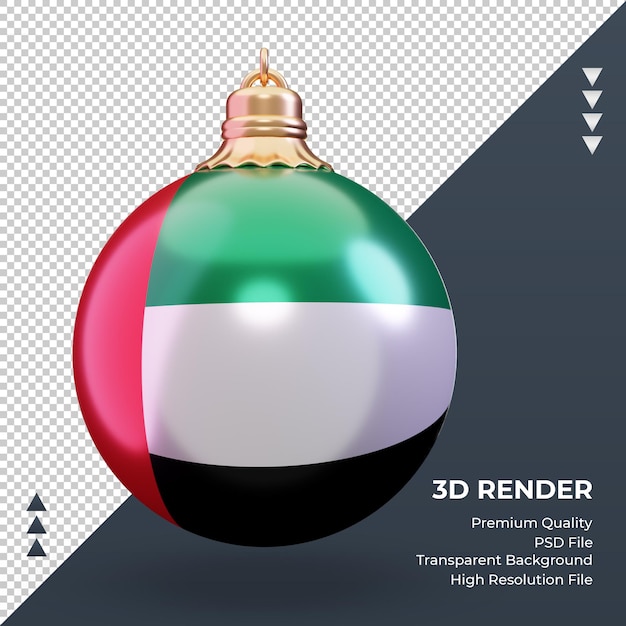 Boule de Noël 3d drapeau des Émirats Arabes Unis rendu vue de face