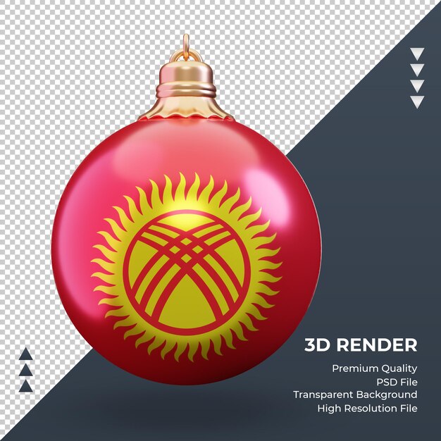 Boule de Noël 3D drapeau Kirghizistan rendu vue de face
