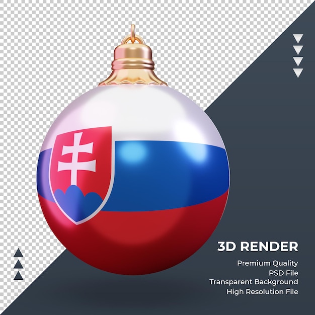 Boule de Noël 3D drapeau Slovaquie rendu vue de face