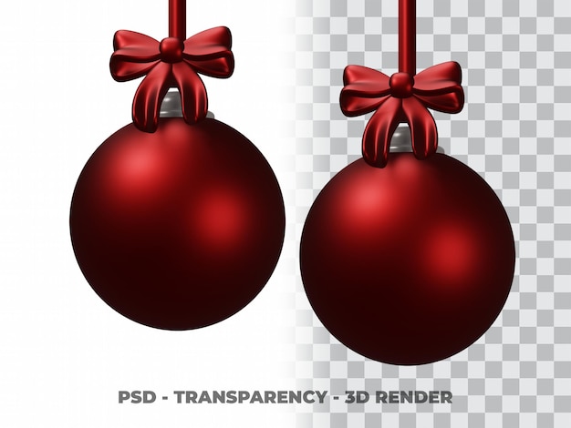 PSD boule de noël 3d avec fond transparent