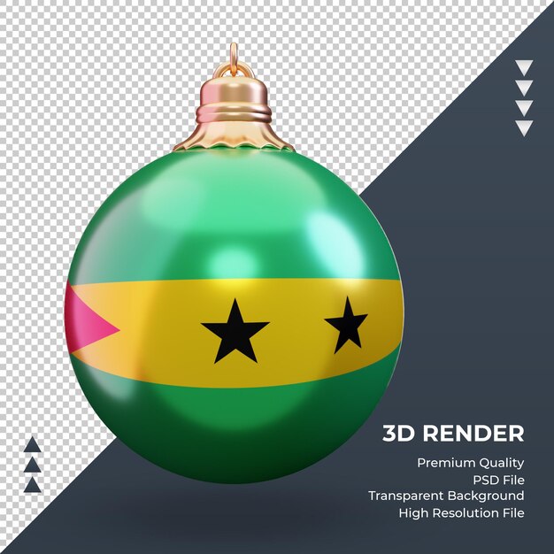 Boule De Noël 3d Sao Tomé-et-principe Rendu Du Drapeau Vue De Face