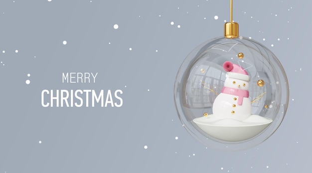 Boule De Noël Rendu 3d 2024 Bannière De Vente Design  PSD Premium