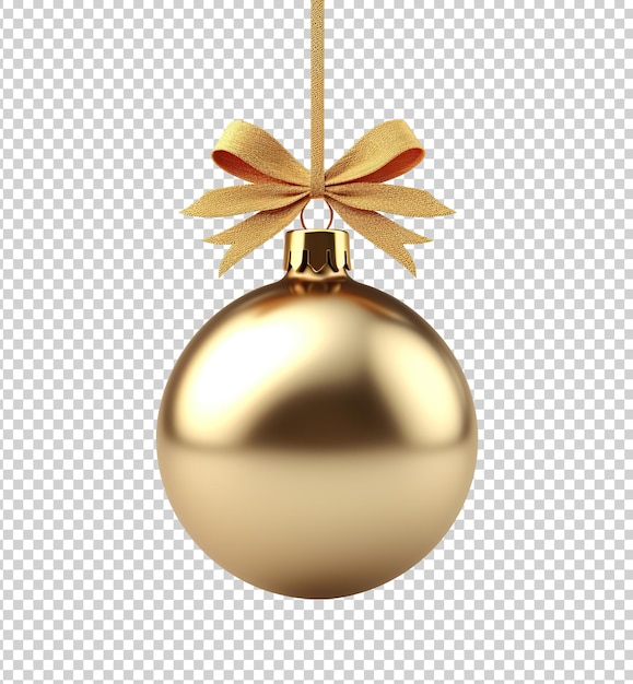 PSD boule d'or de noël découpée sur du transparent