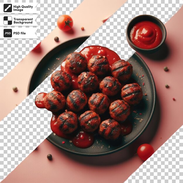 PSD boulettes de viande frites en sauce tomate sur fond transparent