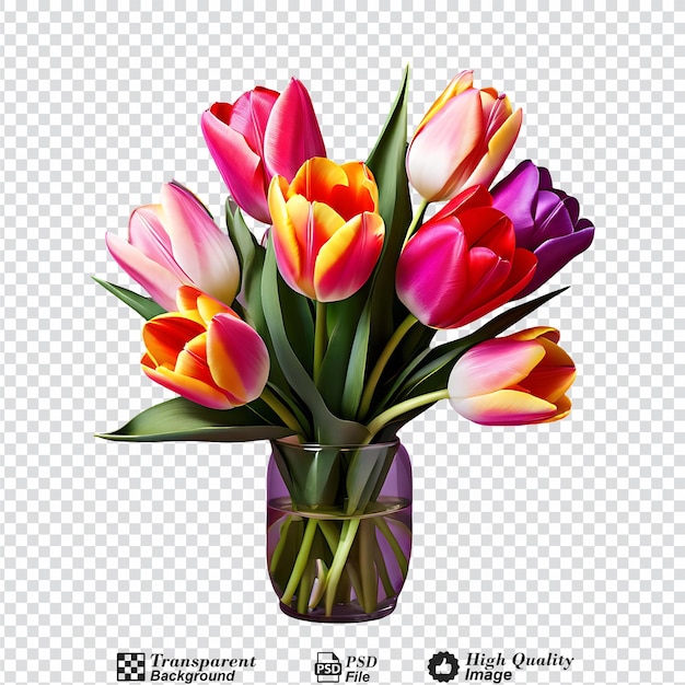 PSD un bouquet coloré de tulipes isolé sur un fond transparent