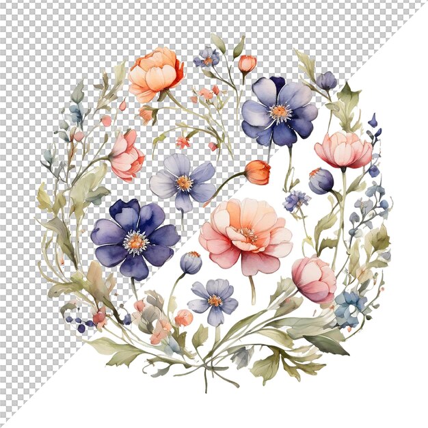 PSD bouquet de flores à aquarela