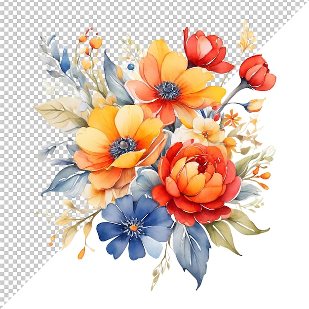 PSD bouquet de flores à aquarela