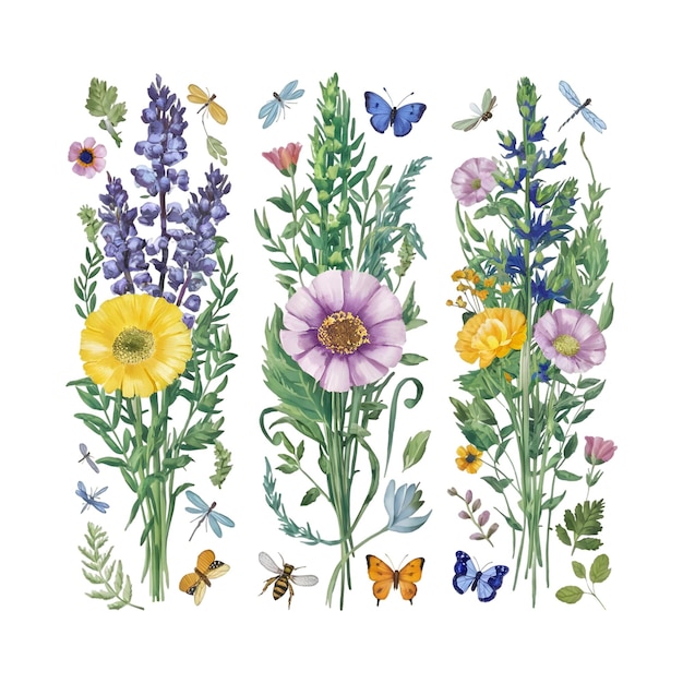 bouquet de flores à aquarela