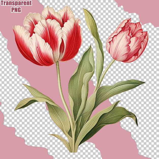 PSD bouquet de flores colorido estético com ilustração de pintura detalhada com fundo transparente