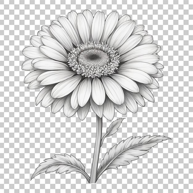 PSD bouquet de flores de contorno diferente arte de linha de tatuagem em fundo transparente