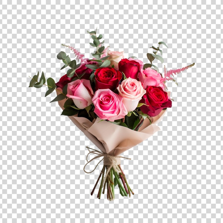 PSD bouquet de flores isolado em fundo transparente