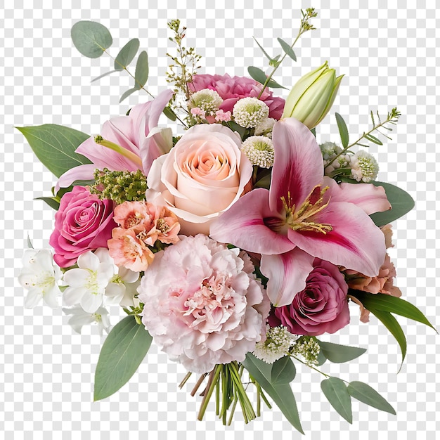 Bouquet de flores mistas isoladas sobre um fundo transparente