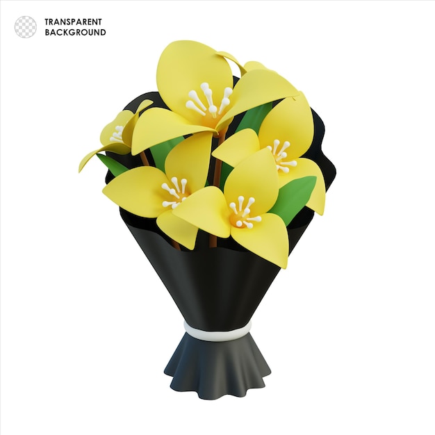 Bouquet de narcisos amarelos embrulhados em papel preto