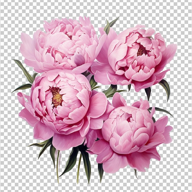 PSD bouquet de peônias cor-de-rosa em fundo branco