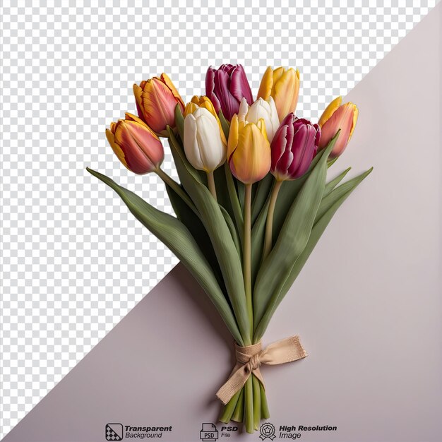 PSD bouquet de tulipas isolado em fundo transparente