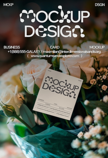 Bouquet di fiori con modello di biglietto d'invito