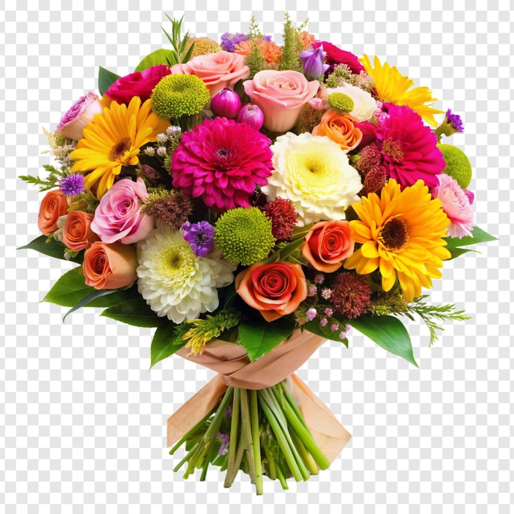 PSD bouquet di fiori isolato su uno sfondo trasparente
