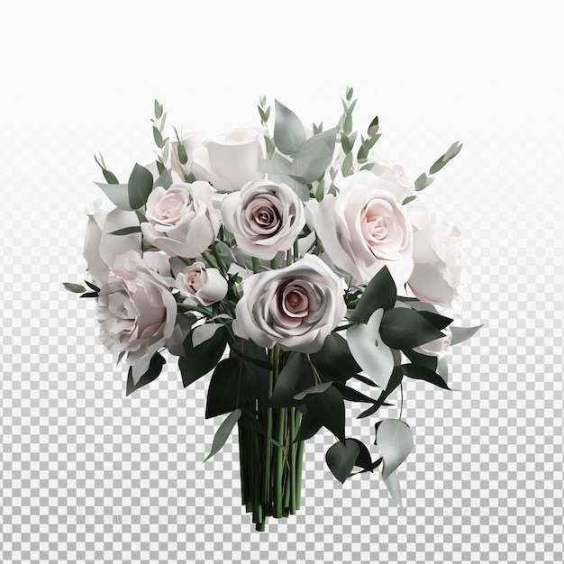 bouquet di fiori realistico su sfondo trasparente rendering 3d